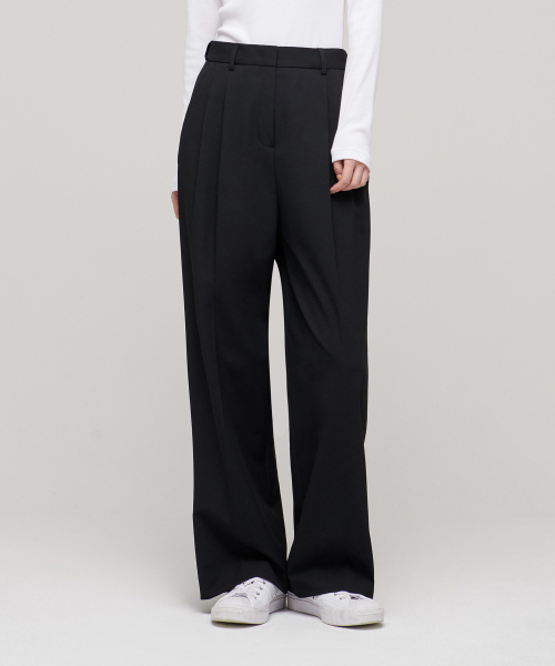 MUSINSA STANDARD WOMAN（ムシンサスタンダードウーマン）の「ウィメンズハイウエストワイドヒドンバンディングスラックス[ブラック]（スラックス・レディース・その他・34/32/30/31/24/25/26/27/28/29）」の3枚目の写真
