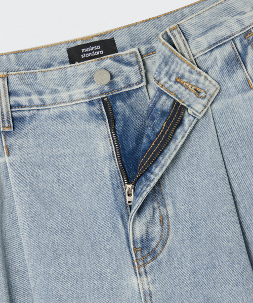 MUSINSA STANDARD（ムシンサスタンダード）の「ツーピンタックワイドデニムパンツ [スカイブルー]（デニムパンツ・メンズ・その他・29/30/31/33/26/27/28/40/38/42/36/34/32）」の5枚目の写真