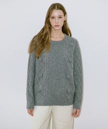 Flower Mix Fisher Pullover Kint (Melange Grey)