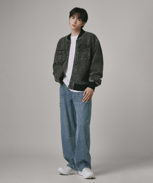 Verdnt（バーダント）の「ボアフリースデニム春ボンバージャケット[グレー]（デニムジャケット・メンズ・その他・MEDIUM/LARGE/SMALL）」の4枚目の写真
