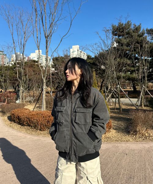 Verdnt（バーダント）の「ボアフリースデニム春ボンバージャケット[グレー]（デニムジャケット・メンズ・その他・MEDIUM/LARGE/SMALL）」の13枚目の写真
