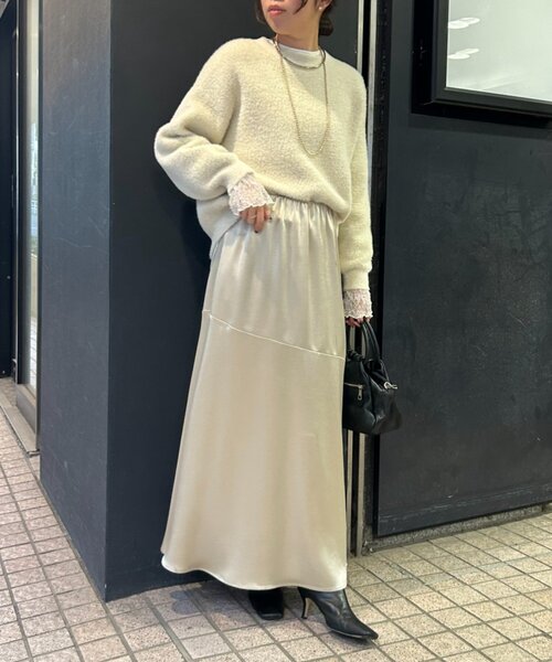 Jena espace merveilleux（ジェナ　エスパスメルヴェイユ）の「【やわらかラメロング】シャイニーラメロングスカート（スカート・レディース・チャコールグレー/ベージュ・FREE）」の6枚目の写真
