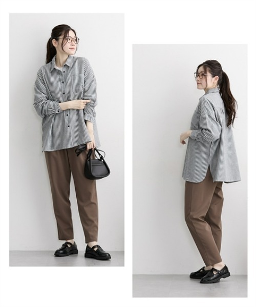 QUNTSTYLE(キュントスタイル)の「【販売終了】【マタニティウェア】キチンと見え らくちんタックパンツ(産前・産後)(マタニティウェア/グッズ・レディース・ブラック/モカ・M/L/LL)」の5枚目の写真