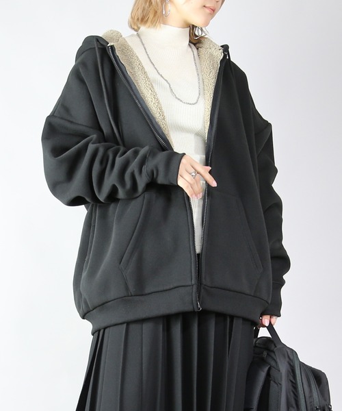 and it_（アンドイット）の「史上最強のあったか裏ボアスウェットジップパーカー（パーカー・レディース・ブラウン/ブラック/杢グレー・FREE）」の5枚目の写真