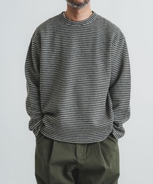 quadro | リサイクルウール接結ボーダークルーネックプルオーバー(Tシャツ/カットソー)