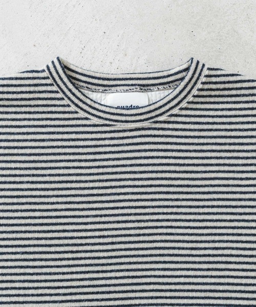 quadro（クオドロ）の「リサイクルウール接結ボーダークルーネックプルオーバー（Tシャツ/カットソー・メンズ・ネイビー/カーキ/ブルー・MEDIUM/LARGE）」の17枚目の写真