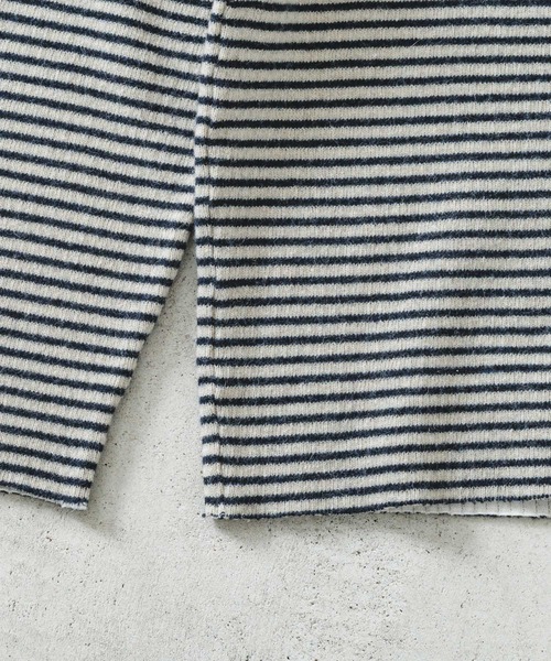 quadro（クオドロ）の「リサイクルウール接結ボーダークルーネックプルオーバー（Tシャツ/カットソー・メンズ・ネイビー/カーキ/ブルー・MEDIUM/LARGE）」の22枚目の写真