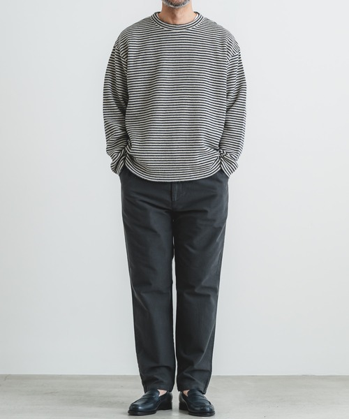 quadro（クオドロ）の「リサイクルウール接結ボーダークルーネックプルオーバー（Tシャツ/カットソー・メンズ・ネイビー/カーキ/ブルー・MEDIUM/LARGE）」の5枚目の写真