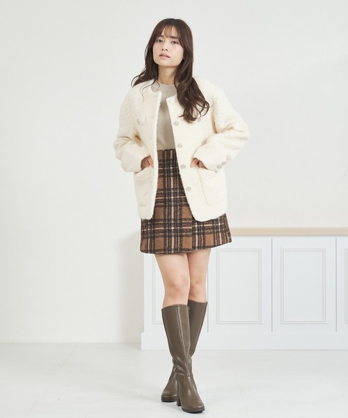 MISCH MASCH(ミッシュマッシュ)の「一部店舗限定アイテム ボアノーカラージャケット(ノーカラージャケット・レディース・アイボリー/ブラウン・フリ-)」の21枚目の写真