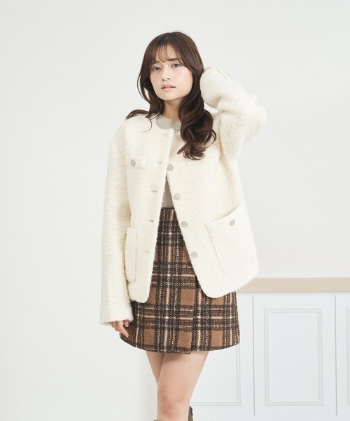 セール】一部店舗限定アイテム 2025秋冬新作 ボアノーカラージャケット