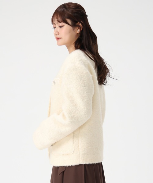 MISCH MASCH(ミッシュマッシュ)の「一部店舗限定アイテム ボアノーカラージャケット(ノーカラージャケット・レディース・アイボリー/ブラウン・フリ-)」の7枚目の写真