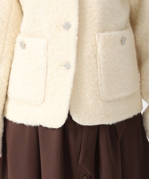 MISCH MASCH(ミッシュマッシュ)の「一部店舗限定アイテム ボアノーカラージャケット(ノーカラージャケット・レディース・アイボリー/ブラウン・フリ-)」の14枚目の写真