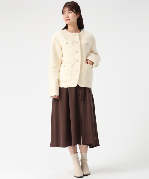 MISCH MASCH(ミッシュマッシュ)の「一部店舗限定アイテム ボアノーカラージャケット(ノーカラージャケット・レディース・アイボリー/ブラウン・フリ-)」の15枚目の写真