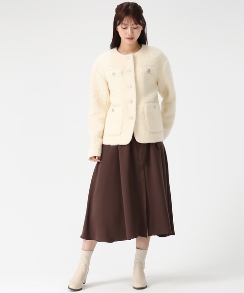 MISCH MASCH(ミッシュマッシュ)の「一部店舗限定アイテム ボアノーカラージャケット(ノーカラージャケット・レディース・アイボリー/ブラウン・フリ-)」の16枚目の写真