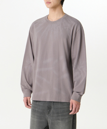 ブリーチリラックスドリップカフス長袖Tシャツ[パープルグレー]