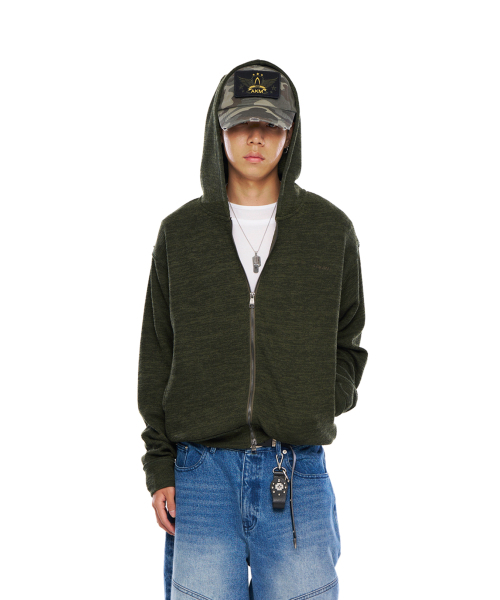 AAKAM（アーカム）の「Basic Knit Zip-Up Hoodie (Khaki)（パーカー・レディース・その他・1/2）」の2枚目の写真