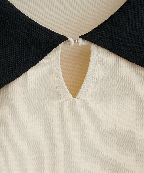 natural couture（ナチュラルクチュール）の「【WEB限定】配色衿付きニットワンピース（ワンピース・レディース・ネイビー/オフホワイト/ブラック・FREE）」の11枚目の写真