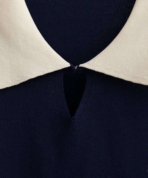 セール】【WEB限定】配色衿付きニットワンピース（ワンピース