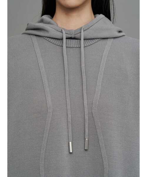 UN3D.（アンスリード）の「HOOD KNIT TENT OP / フードニットテントワンピース（ワンピース・レディース・ブラック/グレー・38/36）」の6枚目の写真