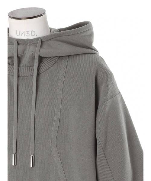 UN3D.（アンスリード）の「HOOD KNIT TENT OP / フードニットテントワンピース（ワンピース・レディース・ブラック/グレー・38/36）」の18枚目の写真