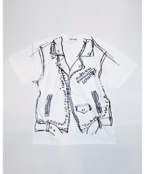 DISCOVERED(ディスカバード)の「Trompe-l’oeil Riders Printed T-shirt(Tシャツ/カットソー・メンズ・ホワイト/ブラック・FREE)」の1枚目の写真