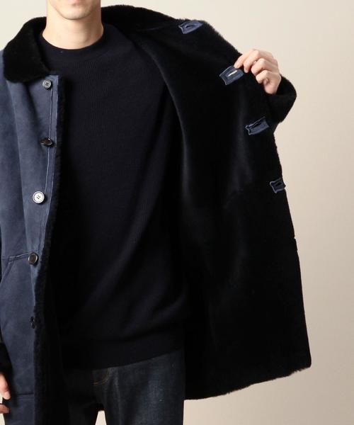 【美品】 ユナイテッドアローズ リアルムートンコート 羊革 ネイビー メンズ BEAUTY&YOUTH UNITED ARROWS（ビューティーアンドユースユナイテッド