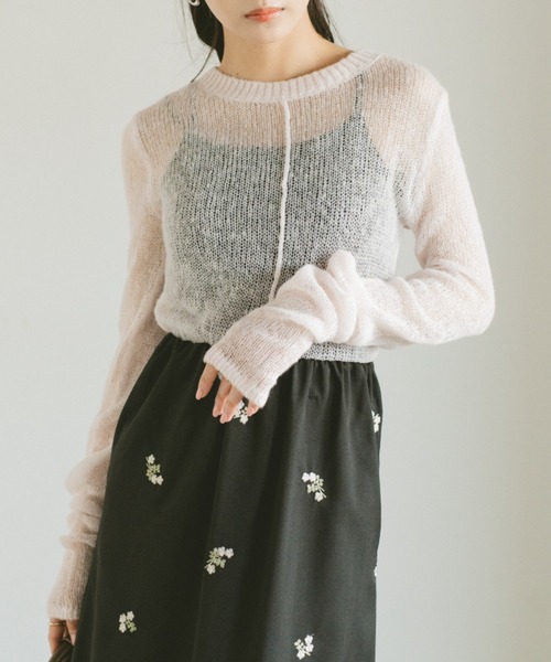VANNIE U(ヴァニーユー)の「ベーシックシアーコンパクトトップス(ニット/セーター・レディース・オフホワイト/ピンク/ネイビー・FREE)」の22枚目の写真