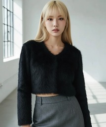 A'GEM/9 × .kom 『.KOMZ/ドットケーオーエムゼット』Y2K Fluffy Feather Knit Top/Y2K ふわふわフェザーニットトップス