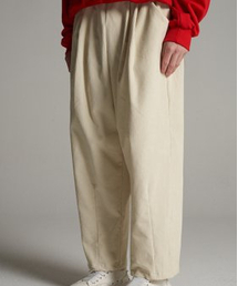 Corduroy dart wide banding pants ivory
