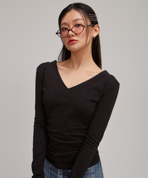 V-neck Basic T_ Black