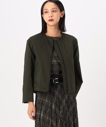 K.T KIYOKO TAKASE | 〔 Sサイズ 〕 ポリエステルストレッチシャンブレー ノーカラー・MA-1ブルゾン(ブルゾン)