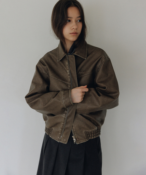 ANDNEEDS(アンドニーズ)の「Norman vintage leather blouson (brown)(ブルゾン・レディース・その他・FREE)」の4枚目の写真