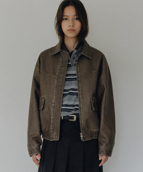 ANDNEEDS(アンドニーズ)の「Norman vintage leather blouson (brown)(ブルゾン・レディース・その他・FREE)」の2枚目の写真