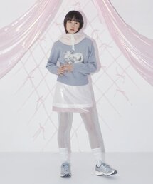 SEQUINED LOW MINI SKIRT (WHITE PINK)