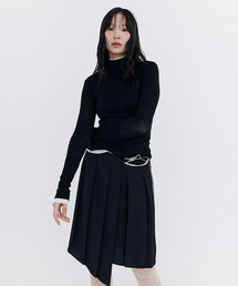 Knit Rib Half Turtleneck T-shirt_Black
