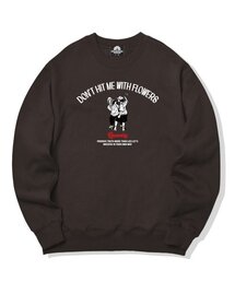 DONT HIT ME WITH FLOWERS GRAPHIC クルーネック - ブラウン