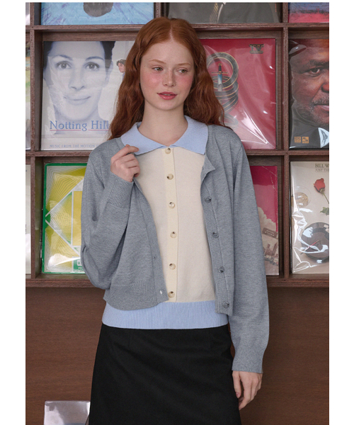 MICANE(ミケーネ)の「ルエラ レイヤードカラー ニット(ニット/セーター・レディース・グレー/ブラック・SMALL/X-LARGE/MEDIUM/LARGE)」の4枚目の写真