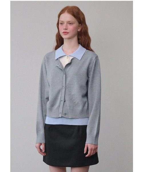 MICANE(ミケーネ)の「ルエラ レイヤードカラー ニット(ニット/セーター・レディース・グレー/ブラック・SMALL/X-LARGE/MEDIUM/LARGE)」の6枚目の写真