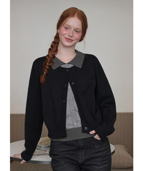 MICANE(ミケーネ)の「ルエラ レイヤードカラー ニット(ニット/セーター・レディース・グレー/ブラック・SMALL/X-LARGE/MEDIUM/LARGE)」の7枚目の写真