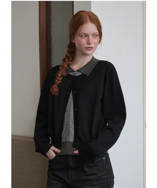 MICANE(ミケーネ)の「ルエラ レイヤードカラー ニット(ニット/セーター・レディース・グレー/ブラック・SMALL/X-LARGE/MEDIUM/LARGE)」の8枚目の写真
