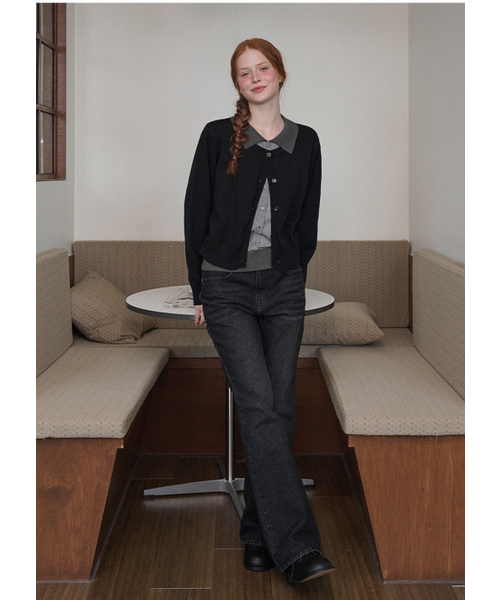 MICANE(ミケーネ)の「ルエラ レイヤードカラー ニット(ニット/セーター・レディース・グレー/ブラック・SMALL/X-LARGE/MEDIUM/LARGE)」の9枚目の写真