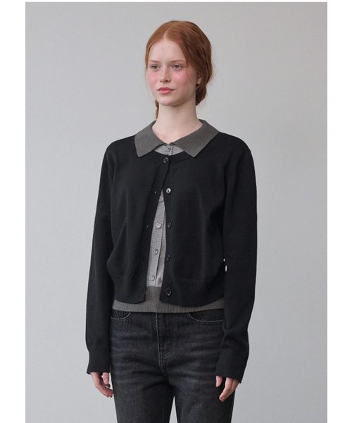 MICANE(ミケーネ)の「ルエラ レイヤードカラー ニット(ニット/セーター・レディース・グレー/ブラック・SMALL/X-LARGE/MEDIUM/LARGE)」の10枚目の写真
