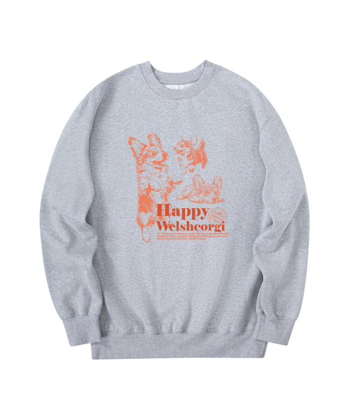 RADINEO(ラディネオ)の「ハッピーベルギーコーギー スウェット グレー(スウェット・メンズ・その他・MEDIUM/LARGE/X-LARGE)」の1枚目の写真