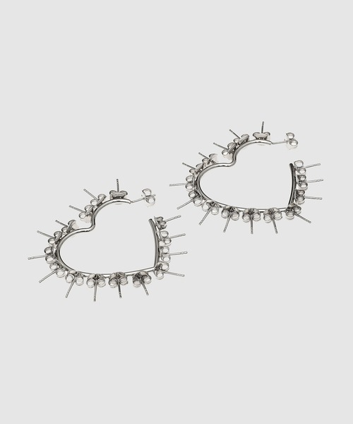 D'heygere（ディヘラ）の「Heart Stud Hoops（ピアス（両耳用）・レディース・シルバー・ONE SIZE）」の2枚目の写真