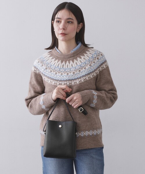 OPAQUE.CLIP（オペークドットクリップ）の「シュリンク合皮3層ミニショルダーバッグ【軽量／長さ調整可能】（ショルダーバッグ・レディース・ベージュ/アイボリー/ブラック/ライトブルー/ピンク系その他・00）」の8枚目の写真