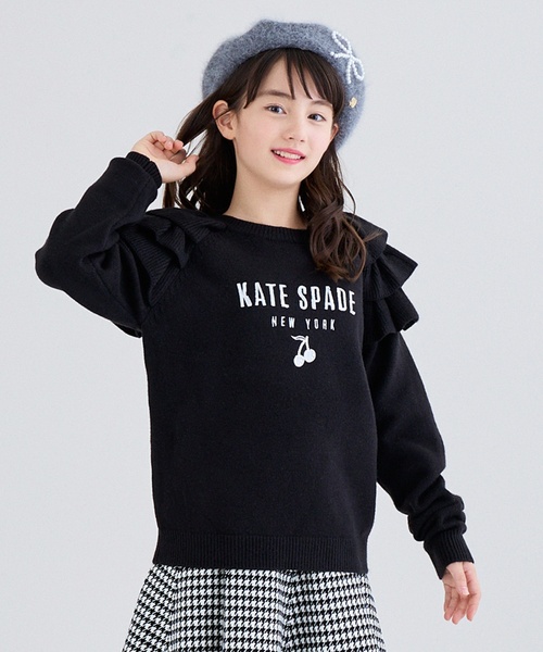 kate spade new york kids(ケイトスペードニューヨーク)の「肩フリルチェリーセーター(ニット/セーター・キッズ・オフホワイト/ブラック・M(130-140cm)/S(110-120cm)/L(150-160cm))」の1枚目の写真