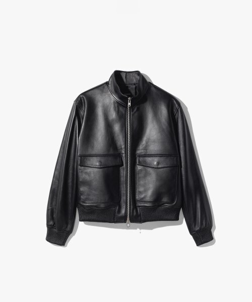 ANDROS(アンドロス)の「Lamb Leather High Neck Blouson (Black)(ライダースジャケット・メンズ・その他・LARGE/MEDIUM)」の2枚目の写真
