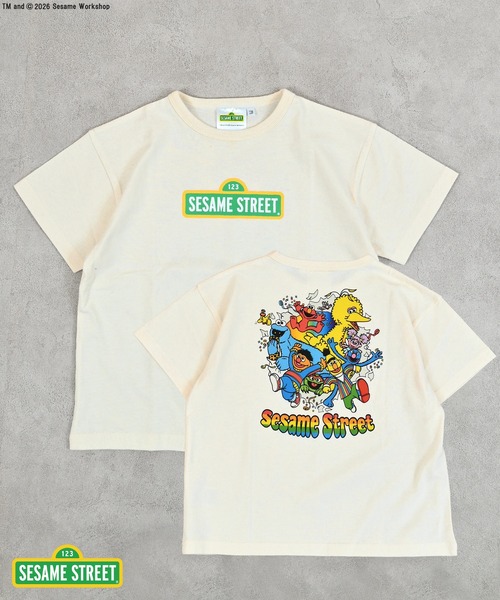 MARKEY'S（マーキーズ）の「【SESAME STREET】別注プリントTee（Tシャツ/カットソー・キッズ・チャコール/ブルー/オフホワイト・80/90/95/100/110/120/130/140/150）」の2枚目の写真