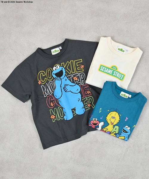 MARKEY'S（マーキーズ）の「【SESAME STREET】別注プリントTee（Tシャツ/カットソー・キッズ・チャコール/ブルー/オフホワイト・80/90/95/100/110/120/130/140/150）」の4枚目の写真