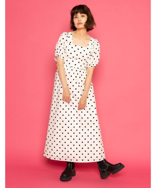 Little sunny bite(リトルサニーバイト)の「【little sunny bite と pink house Coin dot long dress】(ドレス・レディース・ブラック/アイボリー・FREE)」の1枚目の写真